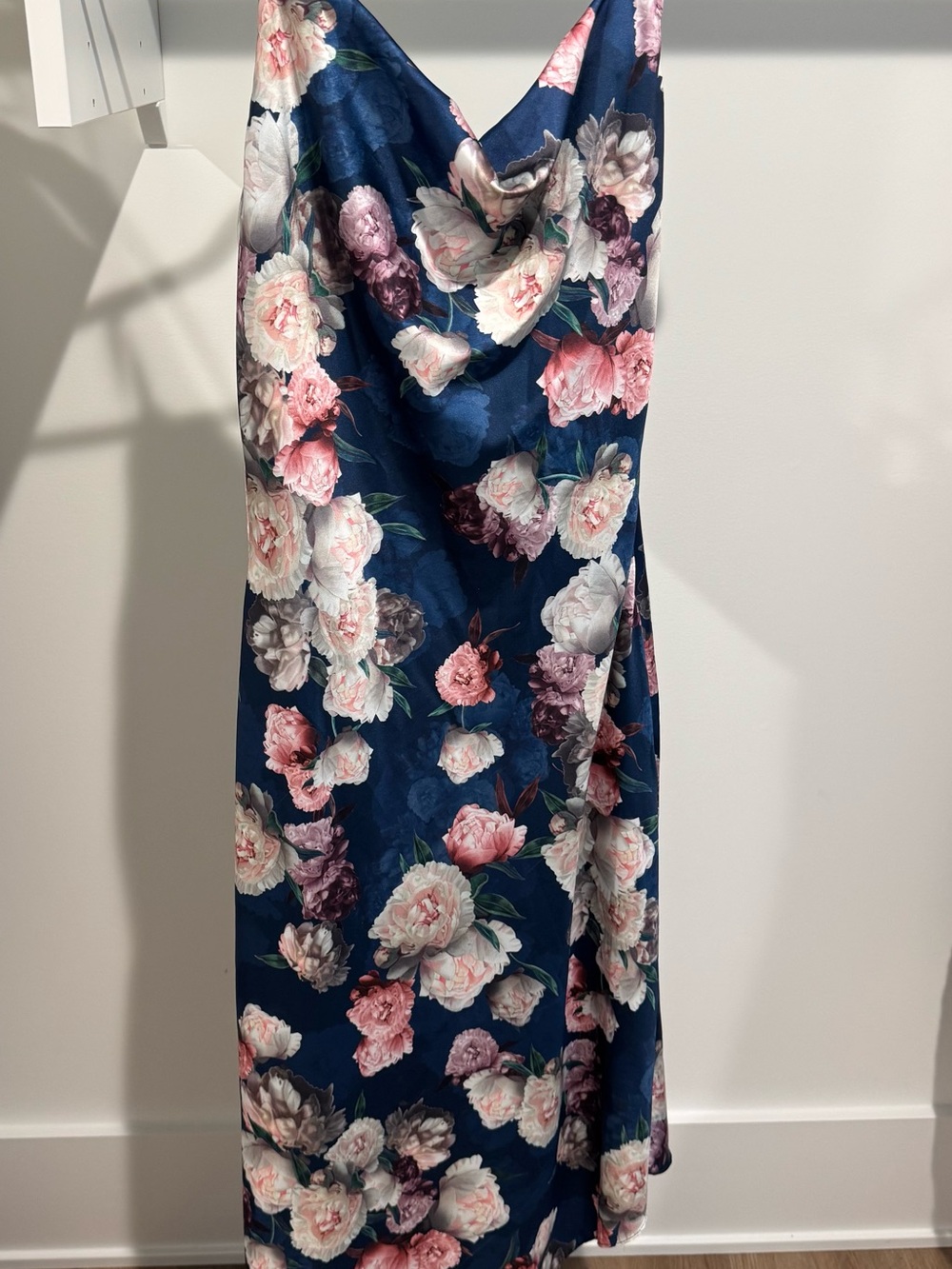 Chi Chi London Elysha Navy Maxi Dress with Pink and Cream Florals